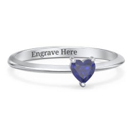 Solitaire Heart Gemstone Ring with Tapered Knife Edge Band