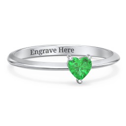 Solitaire Heart Gemstone Ring with Tapered Knife Edge Band