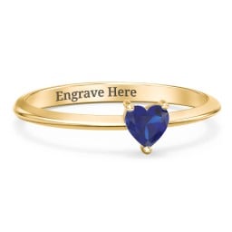 Solitaire Heart Gemstone Ring with Tapered Knife Edge Band