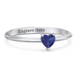 Solitaire Heart Gemstone Ring with Tapered Knife Edge Band