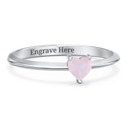 Solitaire Heart Gemstone Ring with Tapered Knife Edge Band