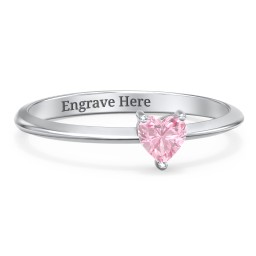 Solitaire Heart Gemstone Ring with Tapered Knife Edge Band
