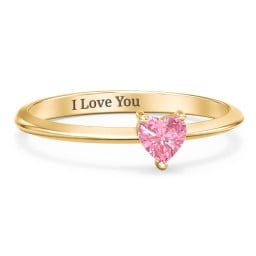 Solitaire Heart Gemstone Ring with Tapered Knife Edge Band