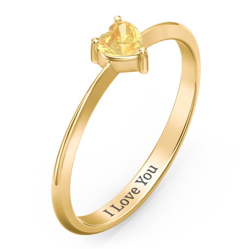 Solitaire Heart Gemstone Ring with Tapered Knife Edge Band