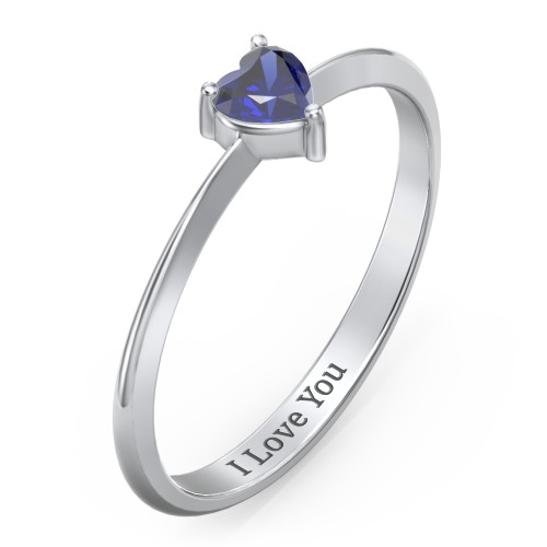 Solitaire Heart Gemstone Ring with Tapered Knife Edge Band