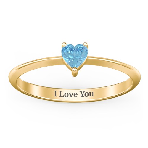 Solitaire Heart Gemstone Ring with Tapered Knife Edge Band