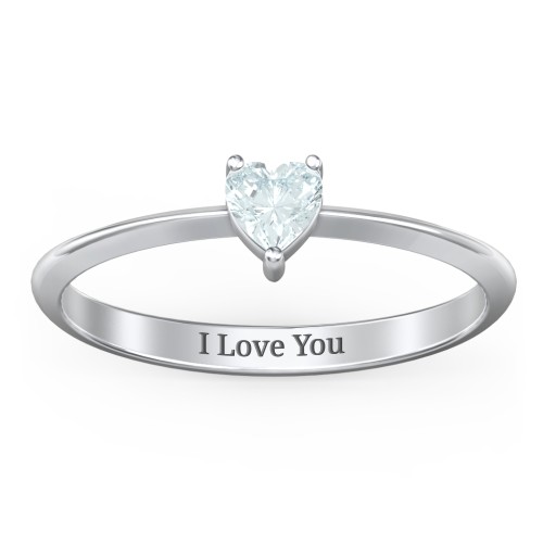 Solitaire Heart Gemstone Ring with Tapered Knife Edge Band