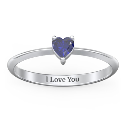 Solitaire Heart Gemstone Ring with Tapered Knife Edge Band