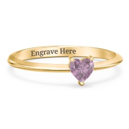 Solitaire Heart Gemstone Ring with Tapered Knife Edge Band in 18K Gold Plated Silver with Alexandrite