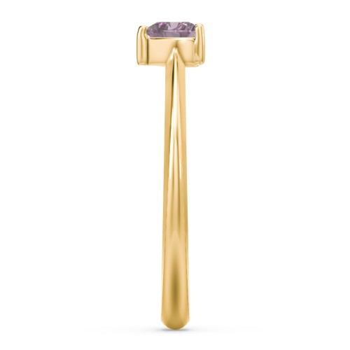Solitaire Heart Gemstone Ring with Tapered Knife Edge Band – 18K Gold Plated Silver with Alexandrite