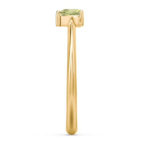 Solitaire Heart Gemstone Ring with Tapered Knife Edge Band – 18K Gold Plated Silver with Peridot