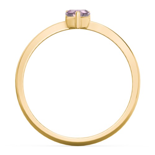 Solitaire Heart Gemstone Ring with Tapered Knife Edge Band – 18K Gold Plated Silver with Alexandrite