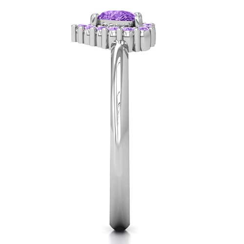 Heart with Halo Promise Ring – Sterling Silver with Amethyst and Amethyst Premium Zirconia