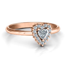 Heart with Halo Promise Ring in 10K Solid Rose Gold