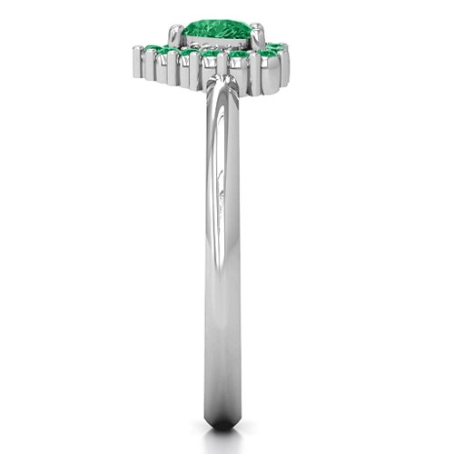 Heart with Halo Promise Ring – Sterling Silver with Emerald and Green Premium Zirconia