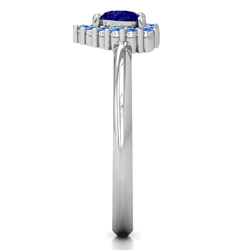 Heart with Halo Promise Ring – Sterling Silver with Blue Sapphire and Fancy Blue Premium Zirconia