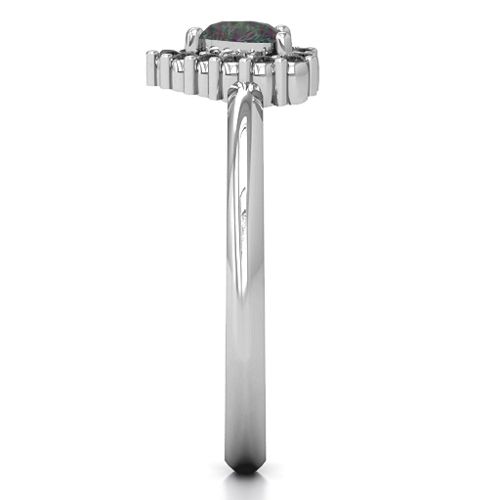 Heart with Halo Promise Ring – Sterling Silver with Alexandrite and Black Premium Zirconia