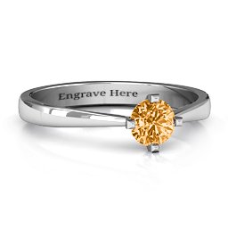Classic Round Solitaire Ring in 925 Sterling Silver with Citrine