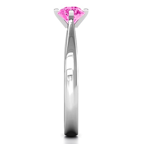 Classic Round Solitaire Ring – Sterling Silver with Pink Tourmaline