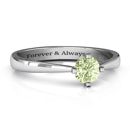 Classic Round Solitaire Ring – Sterling Silver with Peridot