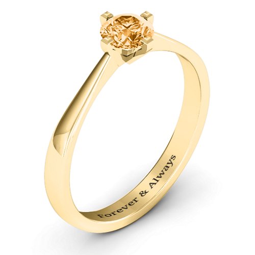 Classic Round Solitaire Ring – 10K Yellow Gold with Citrine