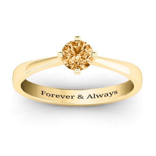 Classic Round Solitaire Ring – 10K Yellow Gold with Citrine