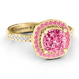 Cushion Cut Statement Ring with Halo