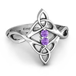 Celtic Sparkle Ring with Interwoven Infinity Band in 925 Sterling Silver with Amethyst