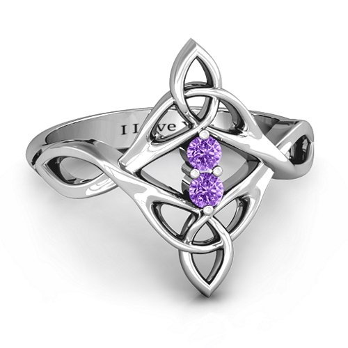 Celtic Sparkle Ring with Interwoven Infinity Band – Sterling Silver with Amethyst