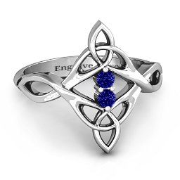 Celtic Sparkle Ring with Interwoven Infinity Band in 925 Sterling Silver with Blue Sapphire