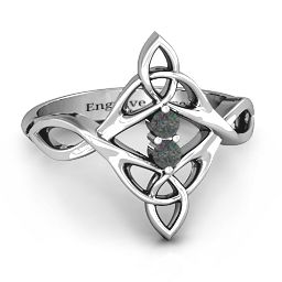 Celtic Sparkle Ring with Interwoven Infinity Band in 925 Sterling Silver with Alexandrite