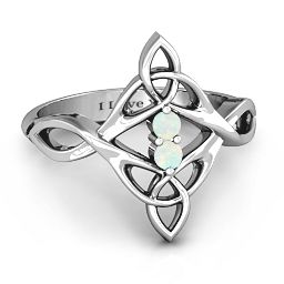 Celtic Sparkle Ring with Interwoven Infinity Band in 925 Sterling Silver with Opal