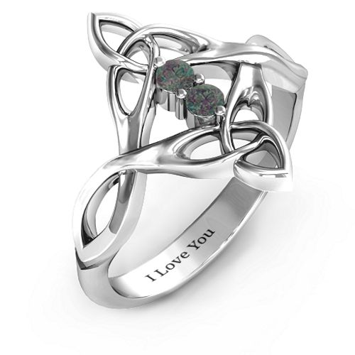 Celtic Sparkle Ring with Interwoven Infinity Band – Sterling Silver with Alexandrite