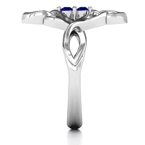 Celtic Sparkle Ring with Interwoven Infinity Band – Sterling Silver with Blue Sapphire