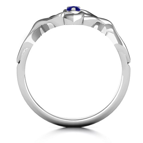 Celtic Sparkle Ring with Interwoven Infinity Band – Sterling Silver with Blue Sapphire