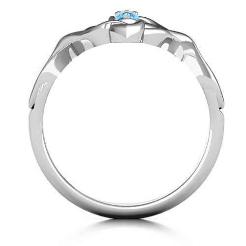Celtic Sparkle Ring with Interwoven Infinity Band – Sterling Silver with Blue Topaz