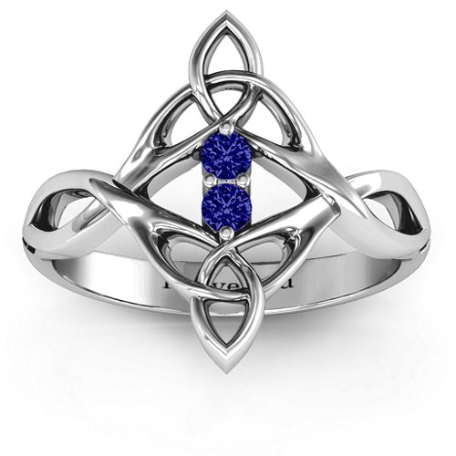Celtic Sparkle Ring with Interwoven Infinity Band – Sterling Silver with Blue Sapphire