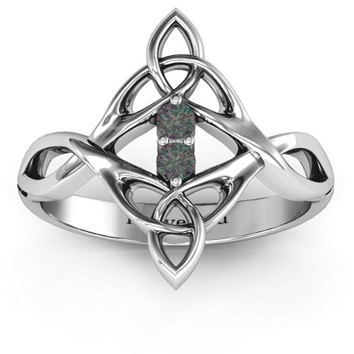 Celtic Sparkle Ring with Interwoven Infinity Band – Sterling Silver with Alexandrite