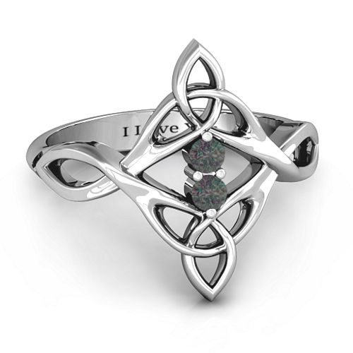 Celtic Sparkle Ring with Interwoven Infinity Band – Sterling Silver with Alexandrite