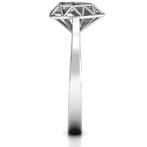 Diamond Heart Cage Ring With Encased Heart Stones