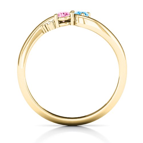 Everyday Dream Ring With Shoulder Accents – 14K Yellow Gold with Pink Tourmaline, Blue Topaz, and White Premium Zirconia