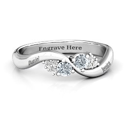 Everyday Dream Ring With Shoulder Accents in 925 Sterling Silver with Cubic Zirconia and White Premium Zirconia