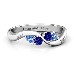 Everyday Dream Ring With Shoulder Accents in 925 Sterling Silver with Blue Sapphire and Fancy Blue Premium Zirconia
