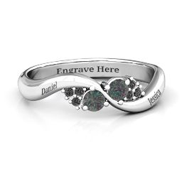 Everyday Dream Ring With Shoulder Accents in 925 Sterling Silver with Alexandrite and Black Premium Zirconia