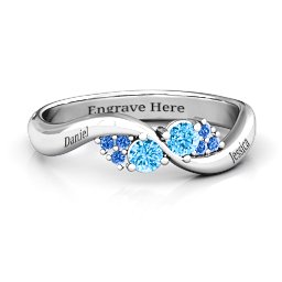 Everyday Dream Ring With Shoulder Accents in 925 Sterling Silver with Blue Topaz and Fancy Blue Premium Zirconia