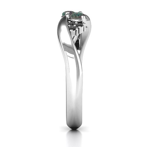 Everyday Dream Ring With Shoulder Accents – Sterling Silver with Alexandrite and Black Premium Zirconia