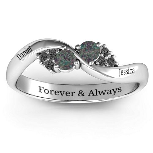 Everyday Dream Ring With Shoulder Accents – Sterling Silver with Alexandrite and Black Premium Zirconia