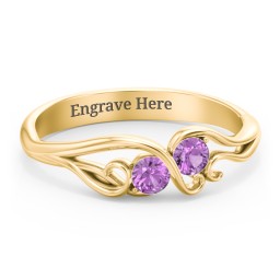 Swirl of Style Birthstone Ring in 18K Gold Plated Silver with Amethyst