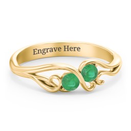 Swirl of Style Birthstone Ring in 18K Gold Plated Silver with Emerald