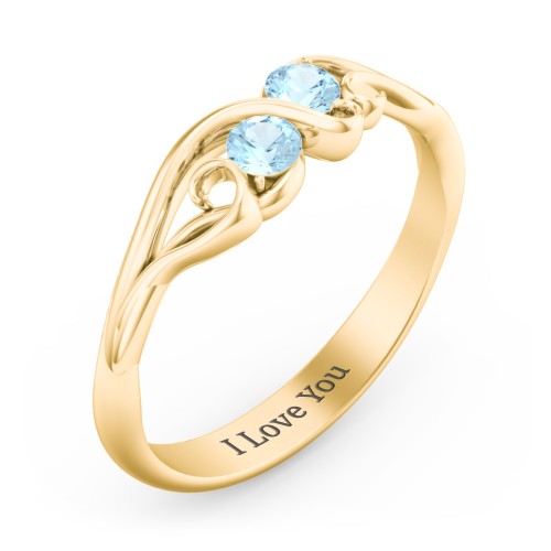 Swirl of Style Birthstone Ring – 18K Gold Plated Silver with Blue Topaz